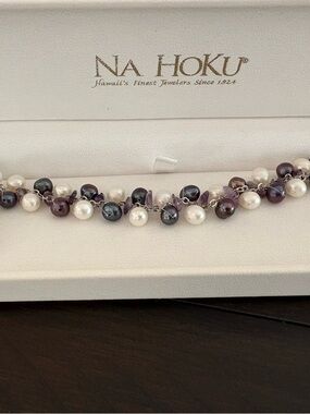 Na Hoku White and Dark Pearl Station Necklace